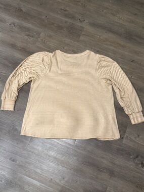 LC Lauren Conrad Mustard and Cream Striped Long Sleeve Tee